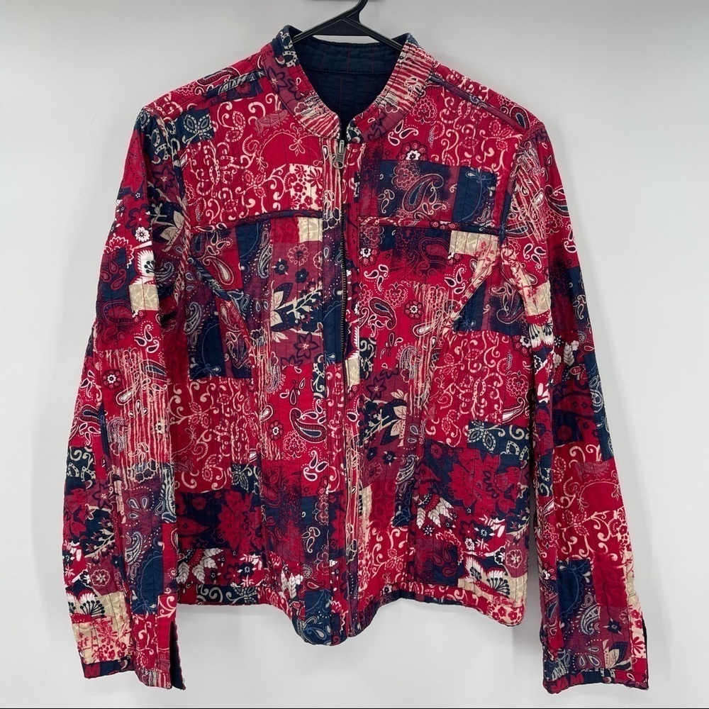 Unique Reversible Red & Blue Patchwork Jacket - image 1